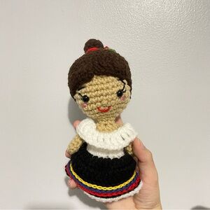 Handmade amigurumi colombian campesina doll